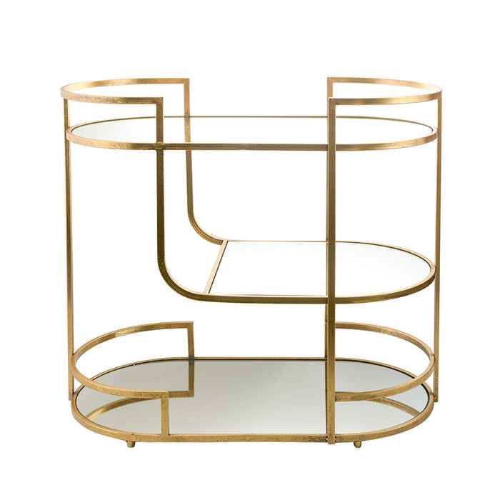 DRINKS TROLLEY Iron/Mirror Gold 83x84.5x47cm