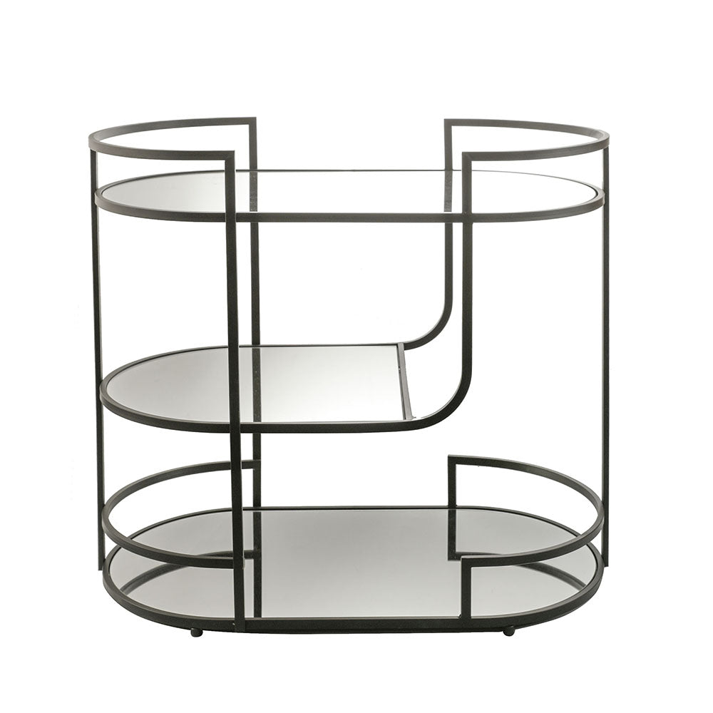 DRINKS TROLLEY Iron/Mirror Matte Black 83x84.5x47cm
