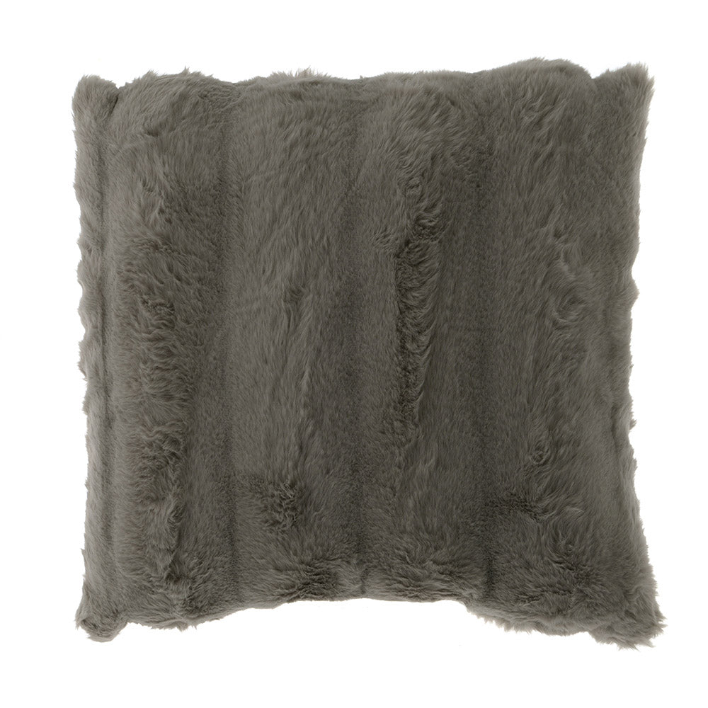 Cushion Subtle Rib Faux Rabbit Fur Dove Grey