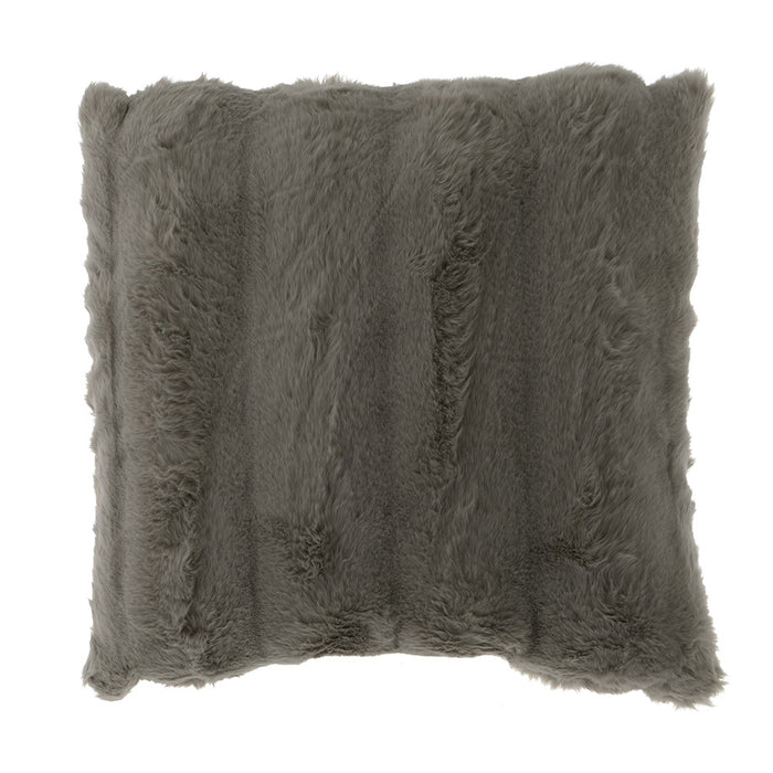 CUSHION Subtle Rib Faux Rabbit Fur Dove Grey 50x50cm