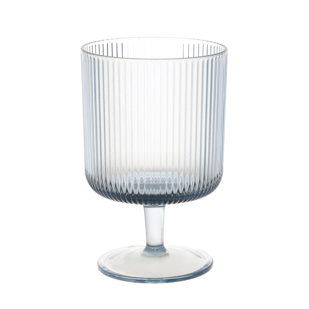 MS Ribbed Blue Wine Glass