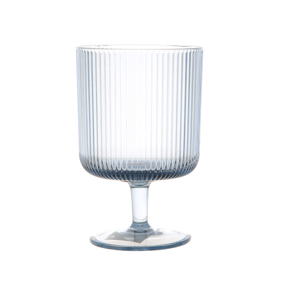 MS Ribbed Blue Wine Glass