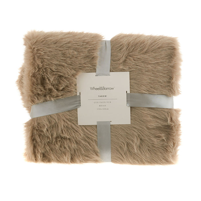 THROW Blanket Lux Faux Fur Beige 130x160cm