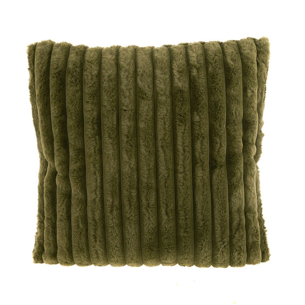 Cushion Rib Faux Fur Olive Green 50cm