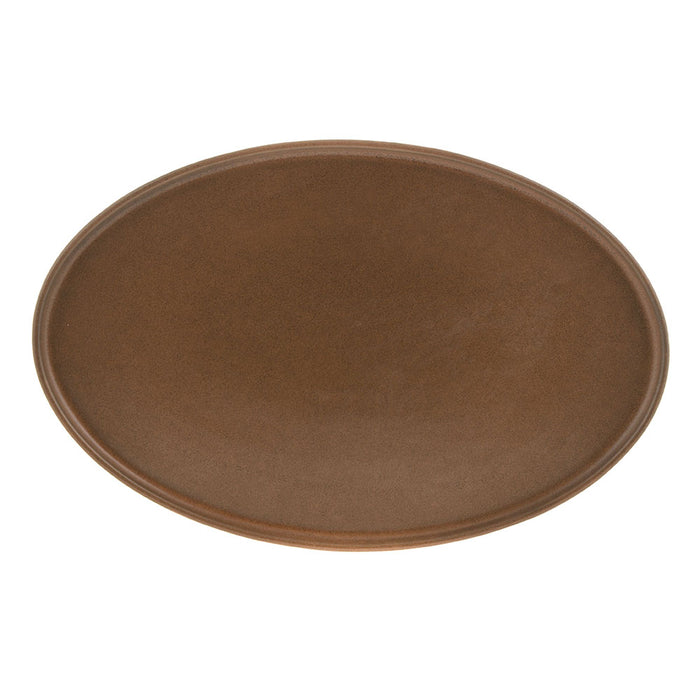 PLATTER Oval Stoneware Straight Leather 35x23cm