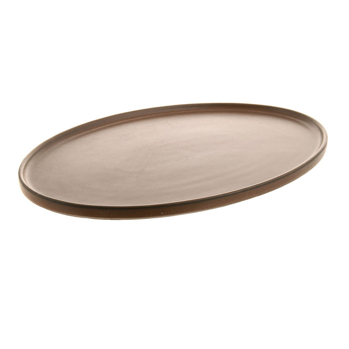 PLATTER Oval Stoneware Straight Leather 35x23cm