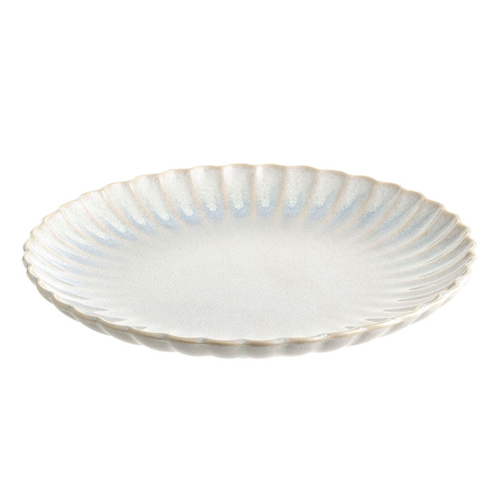 PLATTER Round Stoneware Scalloped Blue 26cm