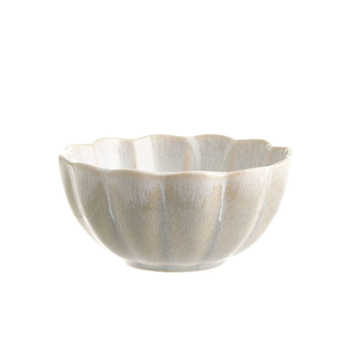 BOWL Round Stoneware Scalloped Blue 9.5cm