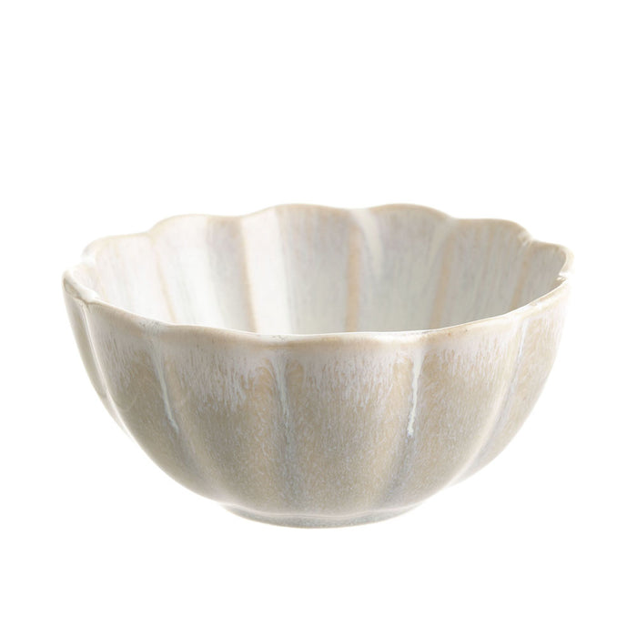 BOWL Round Stoneware Scalloped Blue 9.5cm