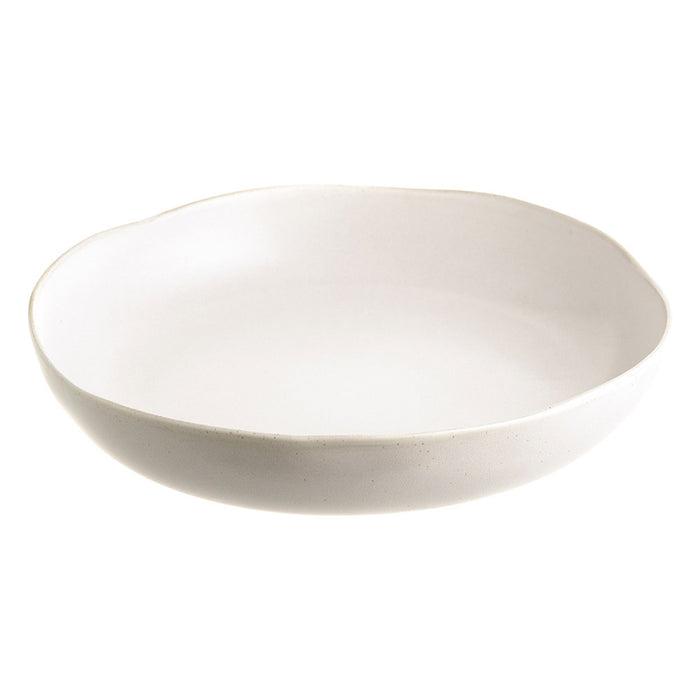 Stoneware Wave Rim Round Bowl White