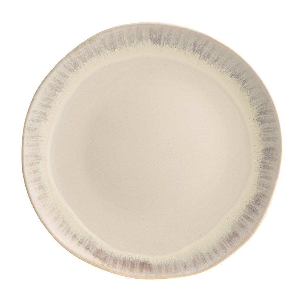 Round Platter Stoneware Grey Rim