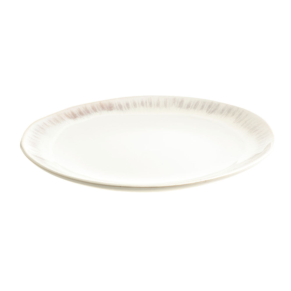 Round Platter Stoneware Grey Rim