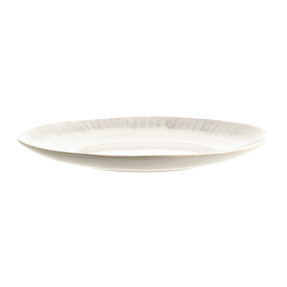 Round Platter Stoneware Grey Rim