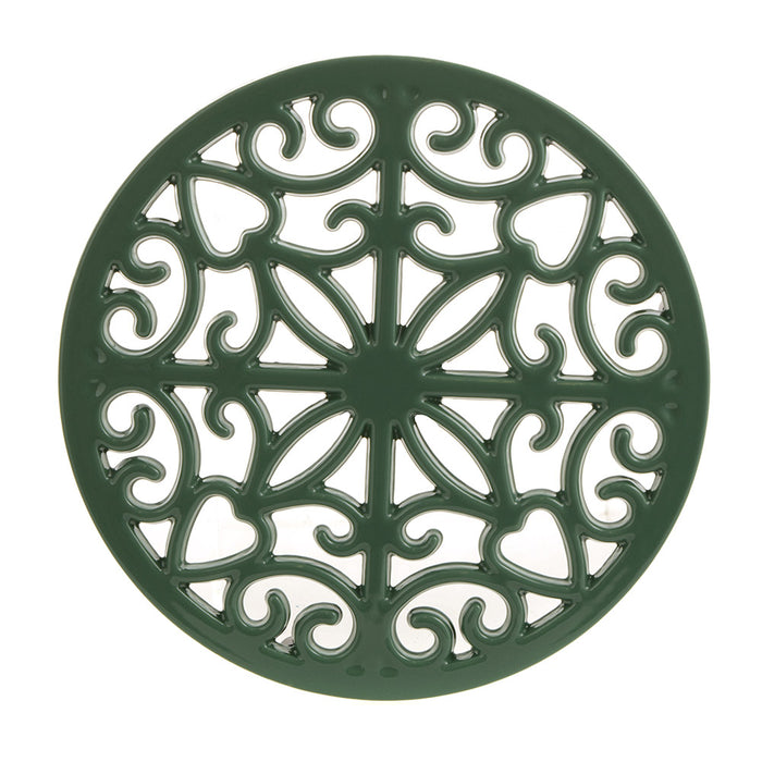 Round Kitchen Trivet Cast Iron Green