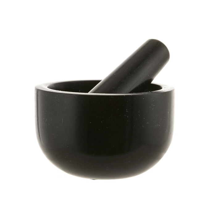 Mortar & Pestle Black Granite Rounded 13x9cm