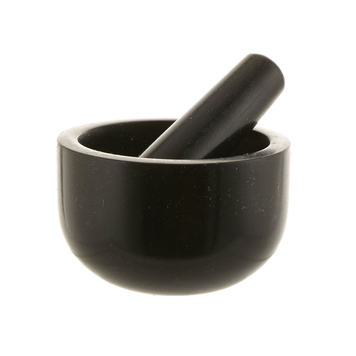 Mortar & Pestle Black Granite Rounded 13x9cm