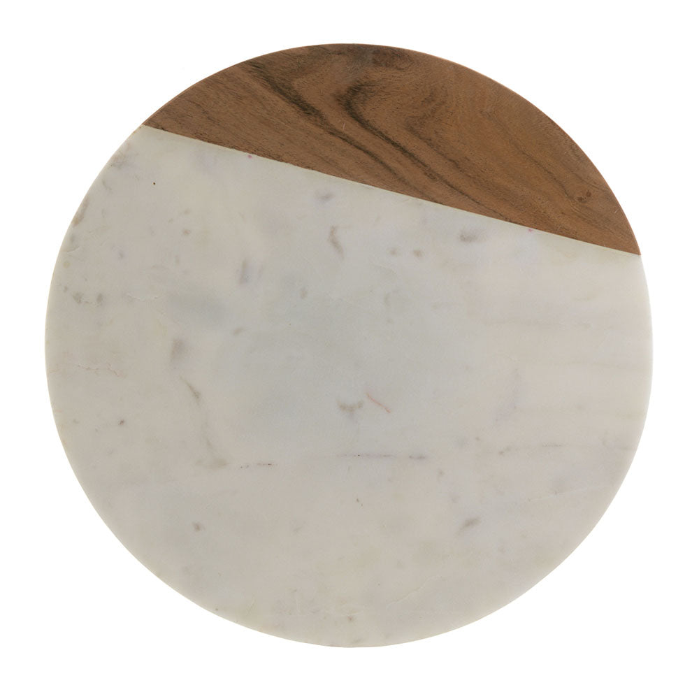 White Marble & Mango Wood Lazy Susan 35cm