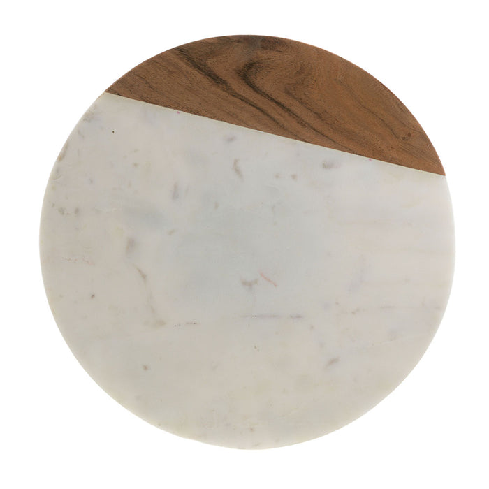 LAZY SUSAN White Marble & Mango Wood 35cm