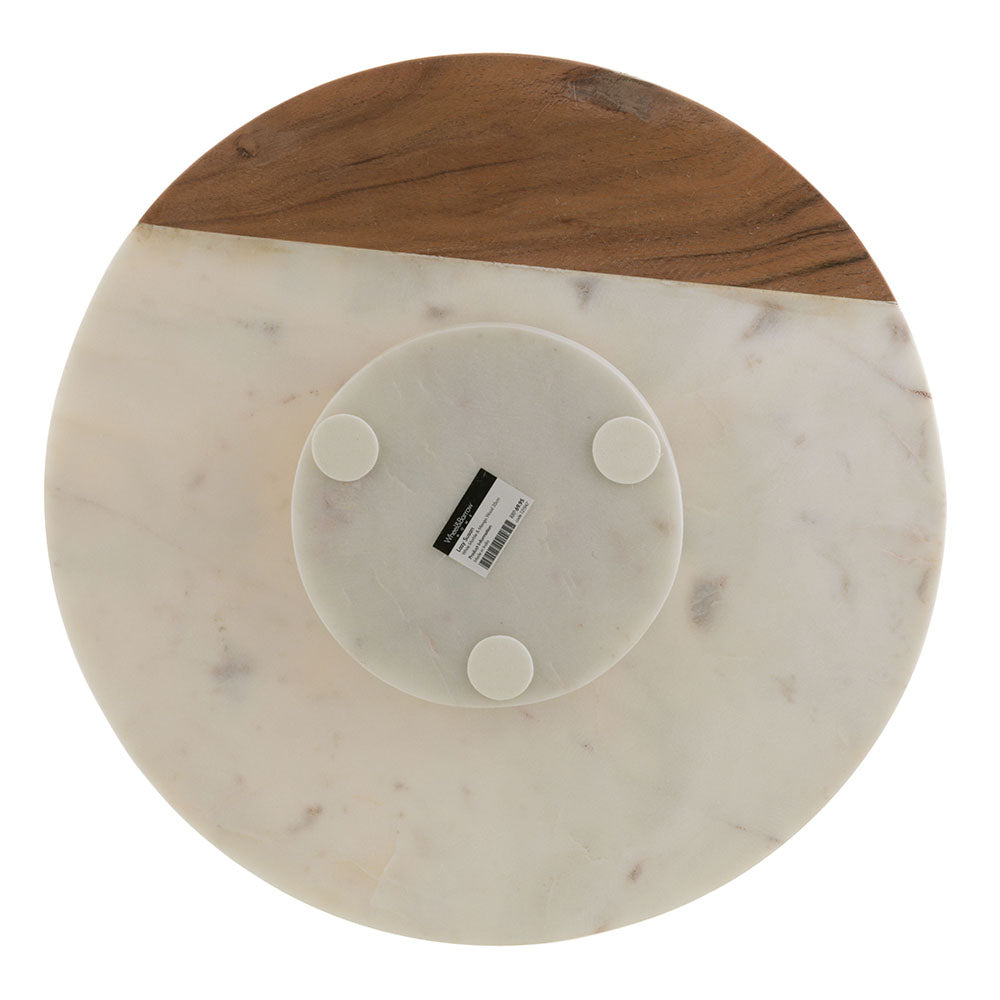White Marble & Mango Wood Lazy Susan 35cm