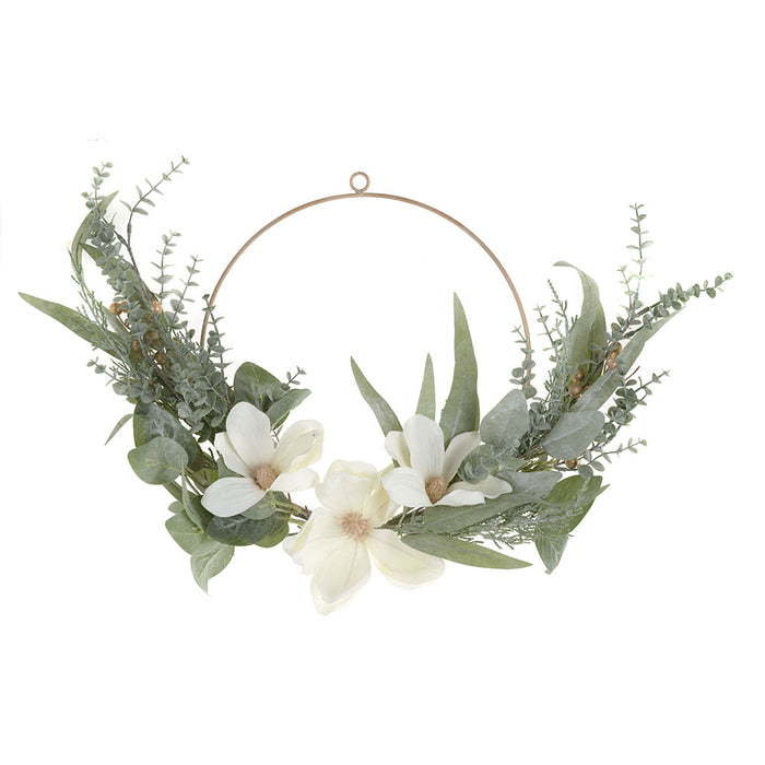 HALF WREATH White Flowers 40cm