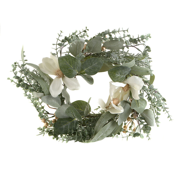 CANDLE WREATH White Flowers