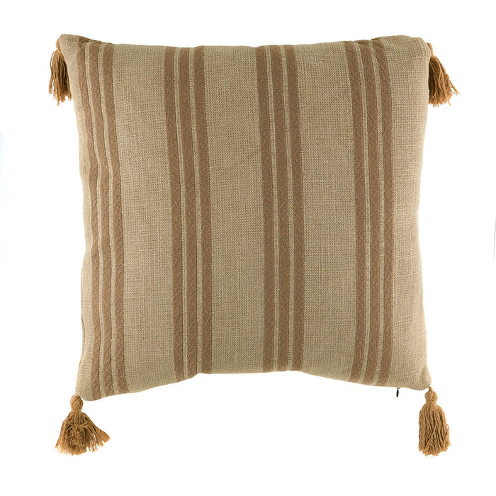 CUSHION Jacquard Stripes with Tassels Camel 50x50cm