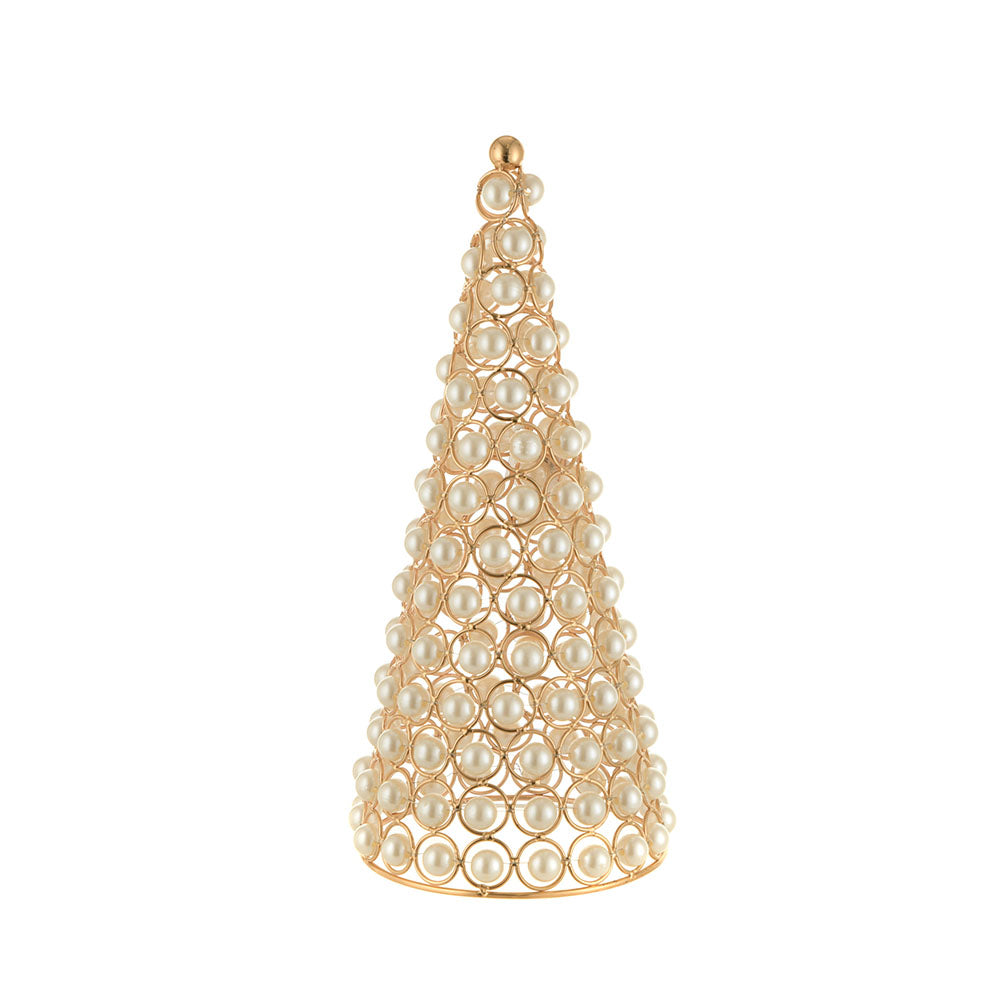 Christmas Cone Pearls Gold Small 13x31cm