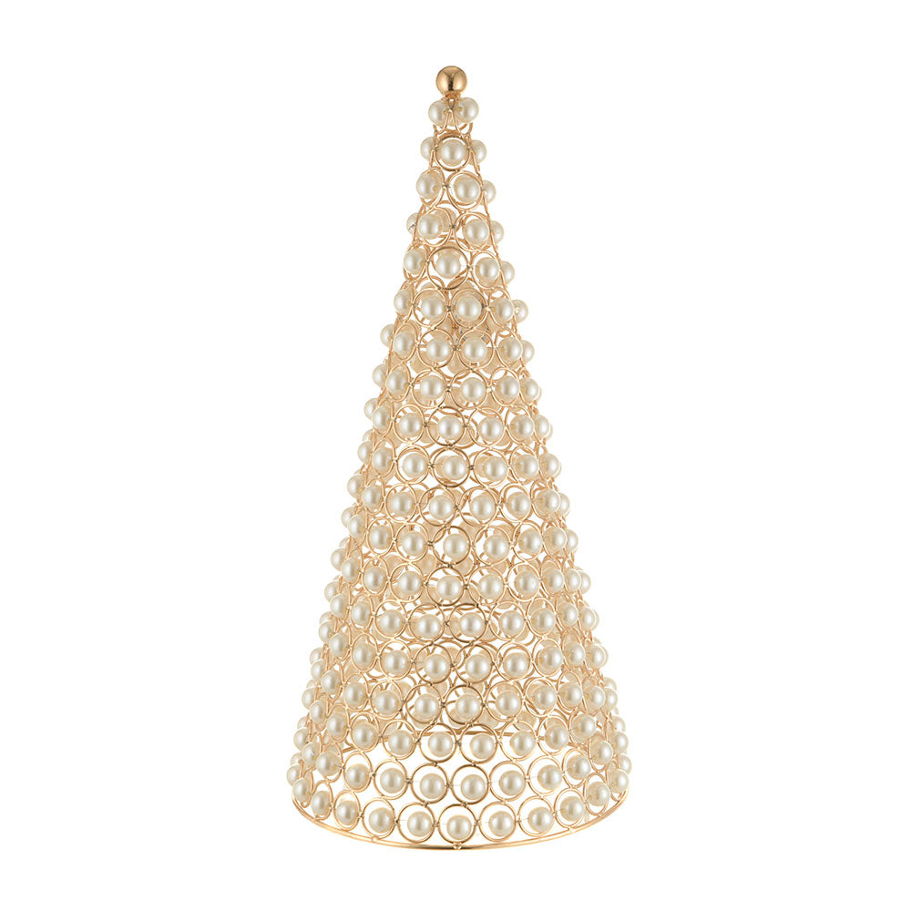 Christmas Cone Pearls Gold Medium 19x41cm