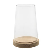 Hurricane Glass on Wood Base