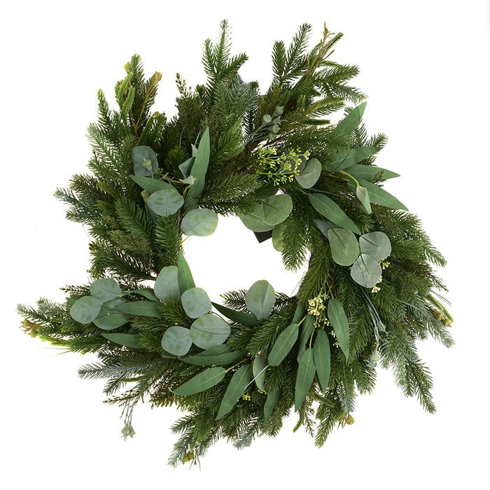 WREATH Eucalyptus and Fir with LED 66cm