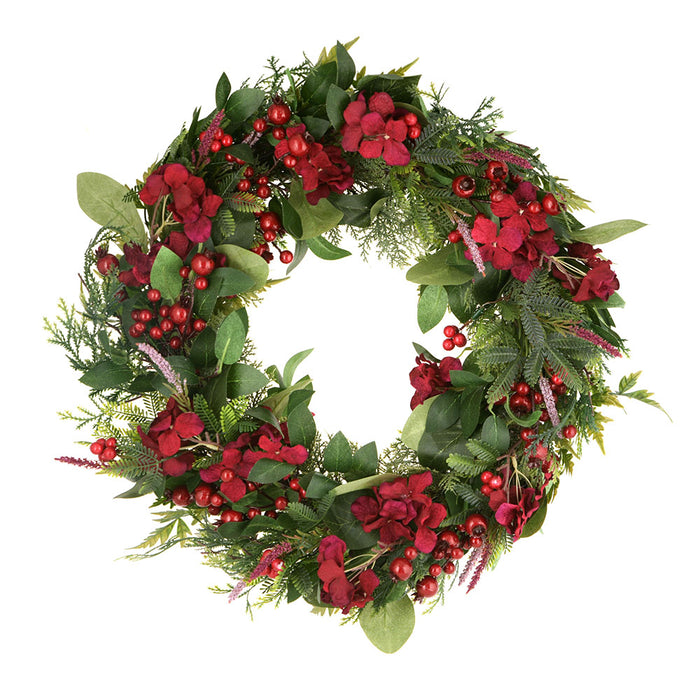 WREATH with Red Berry and Flower 60cm