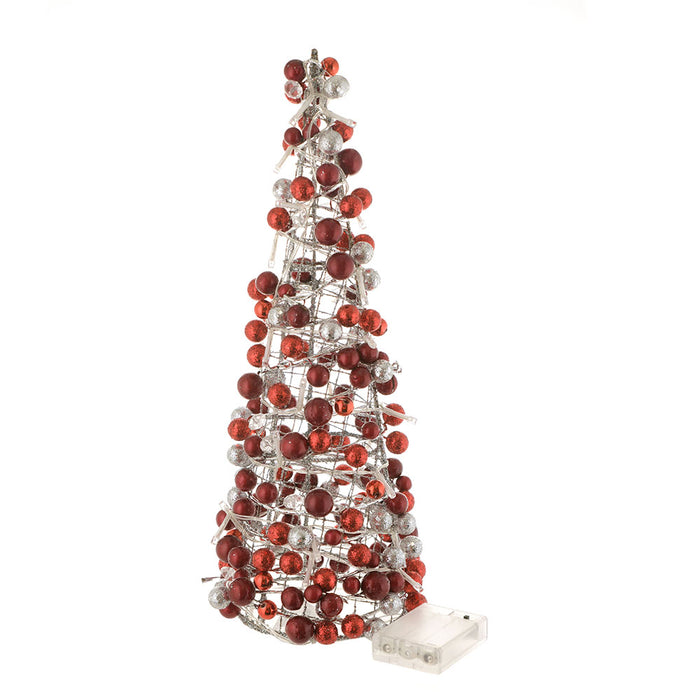 XMAS CONE Red/Silver Berry with LED 40cm