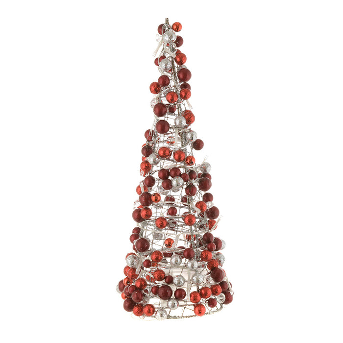 XMAS CONE Red/Silver Berry with LED 40cm