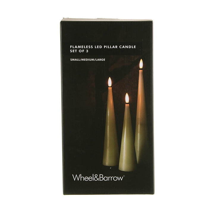 CANDLES Set/3 S/M/L Green Flameless LED