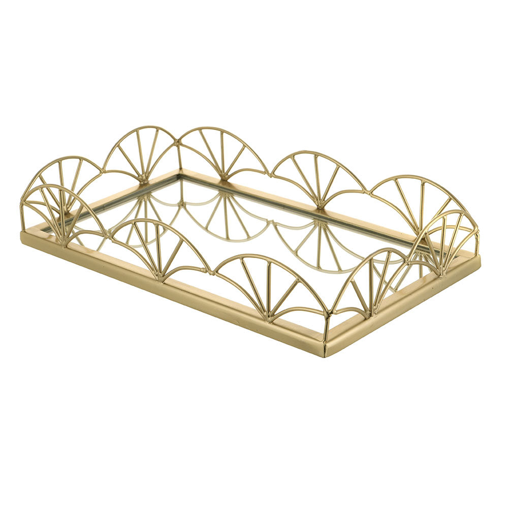 Mirror Base Tray Rectangle Gold 35cm