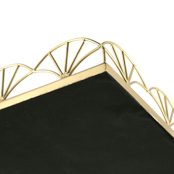 TRAY with Mirror Base Rectangle Gold 45x30cm