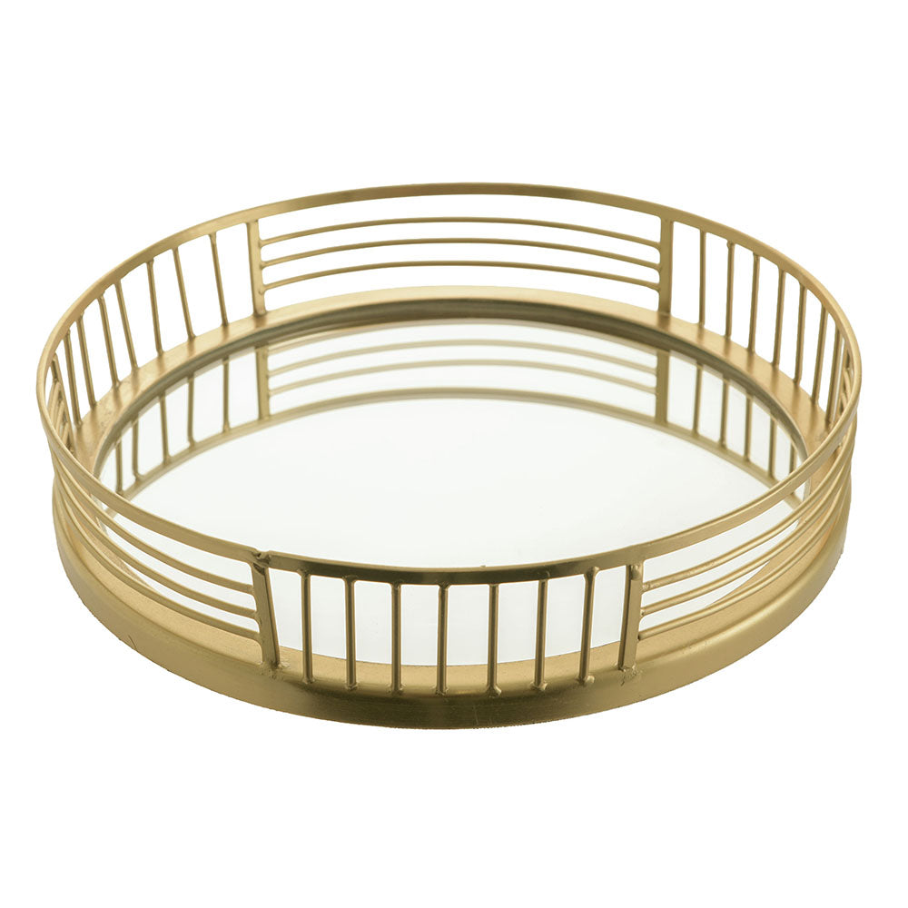 TRAY with Mirror Base Round Gold 29cm