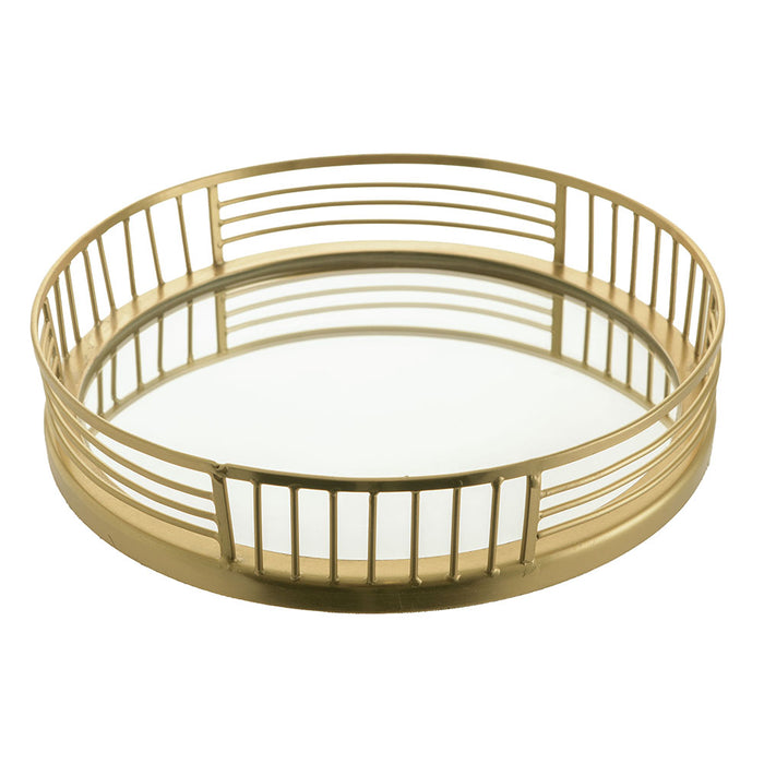TRAY with Mirror Base Round Gold 29cm