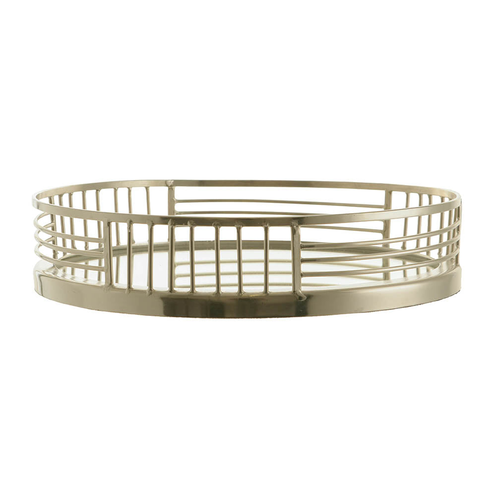 TRAY with Mirror Base Round Nickel 29cm