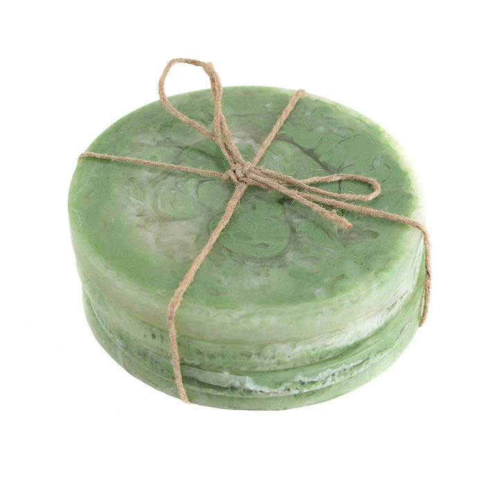 COASTERS Round Green Resin Pack 4