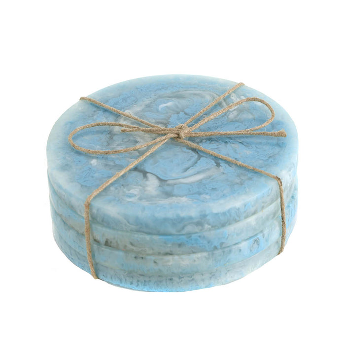 COASTERS Round Blue Resin Pack 4