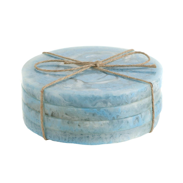 COASTERS Round Blue Resin Pack 4