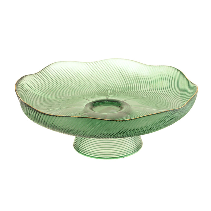 BOWL Footed Glass Green 29cm