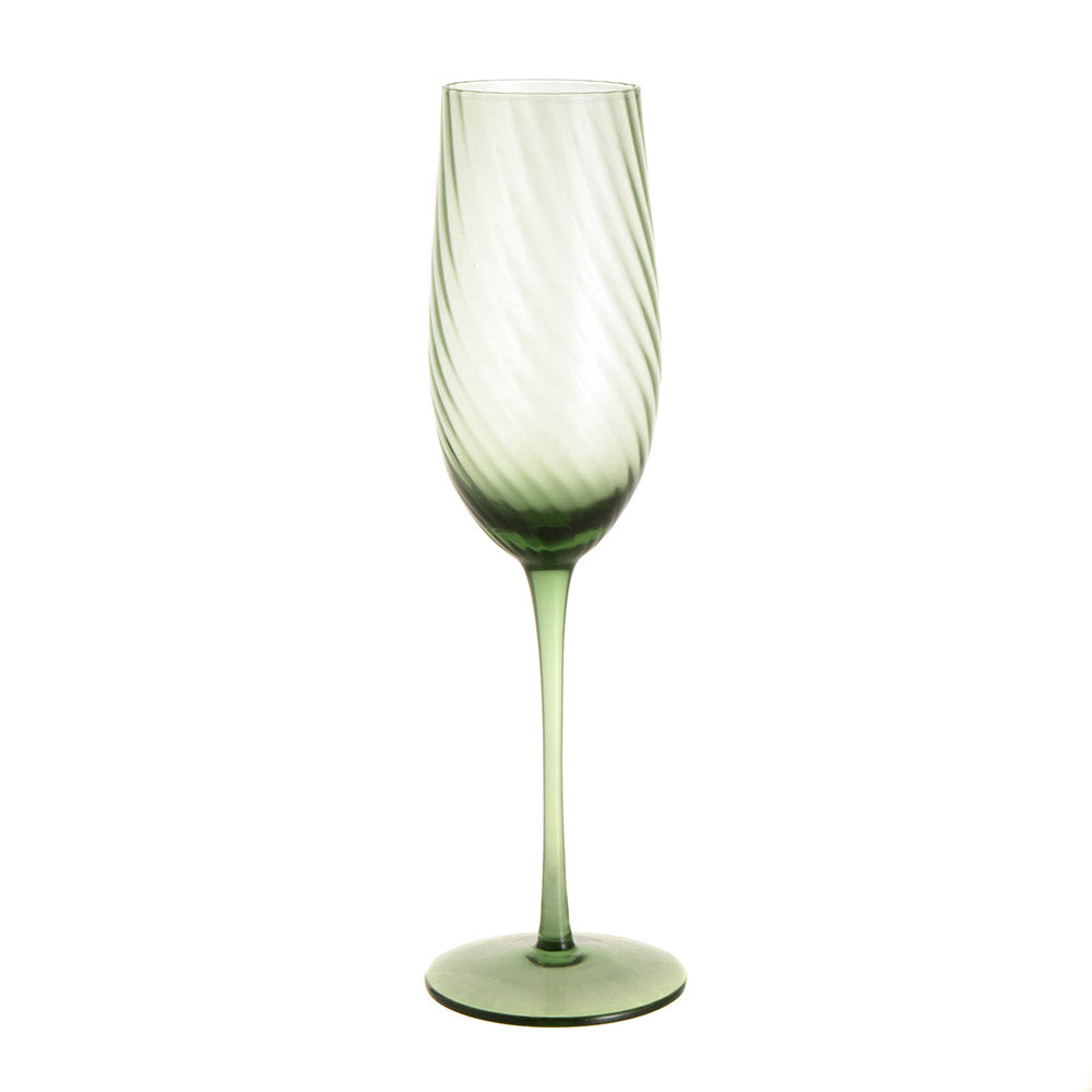 Champagne Flute Ribbed Swirl Forest