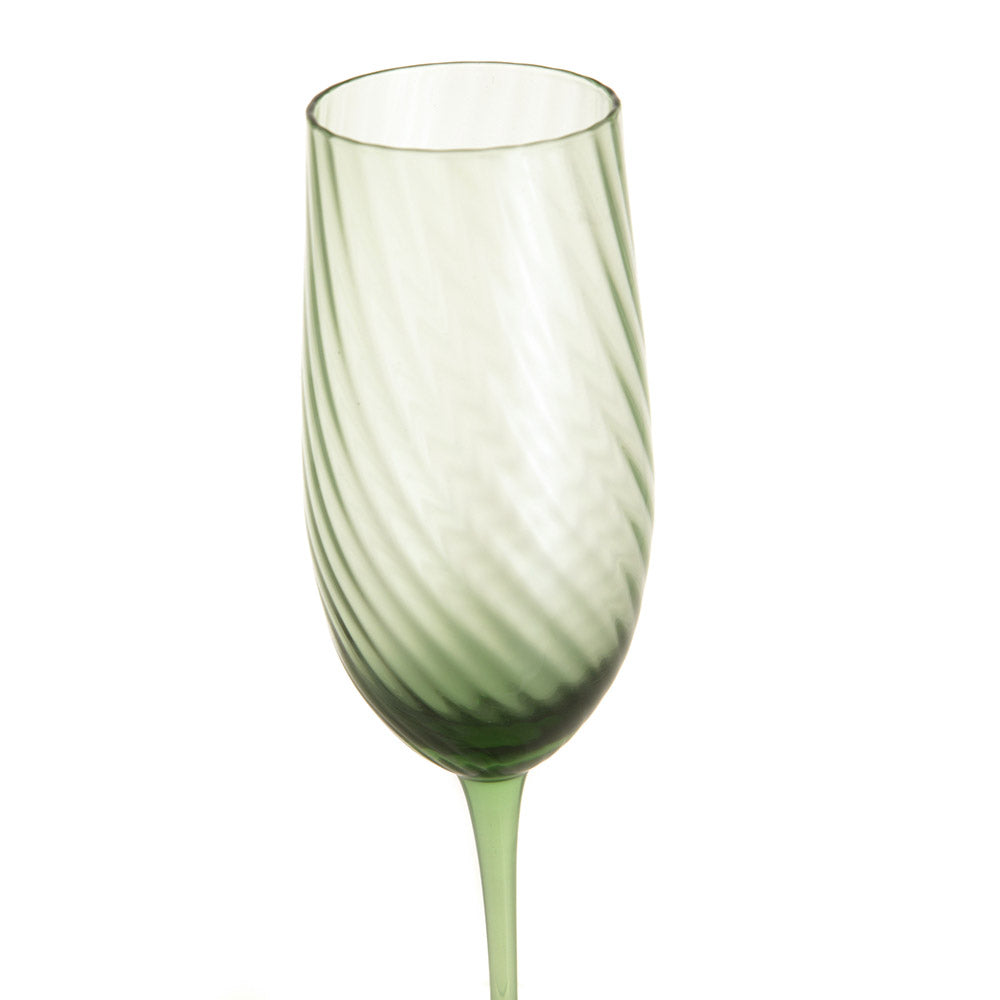 Champagne Flute Ribbed Swirl Forest