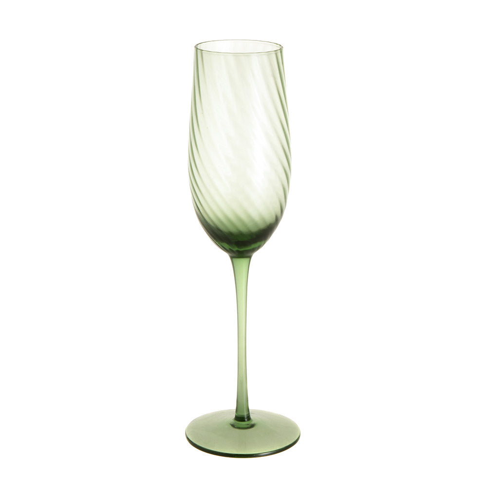 Champagne Flute Ribbed Swirl Forest