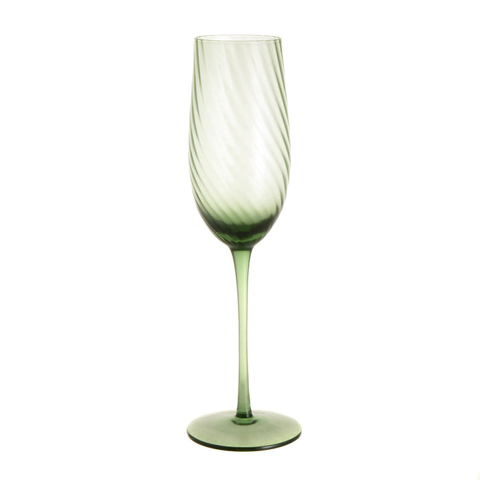 CHAMPAGNE FLUTE Ribbed Swirl Forest 210ml