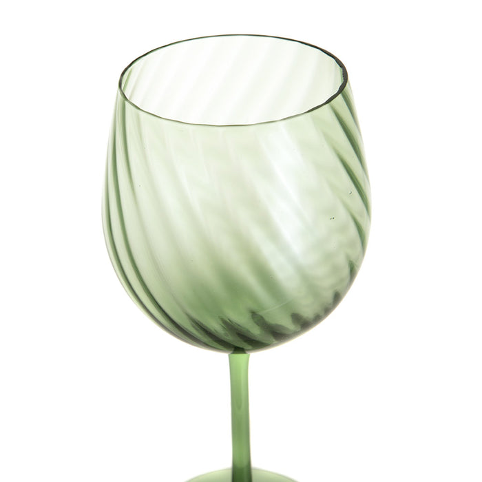 WINE GLASS Ribbed Swirl Forest 535ml