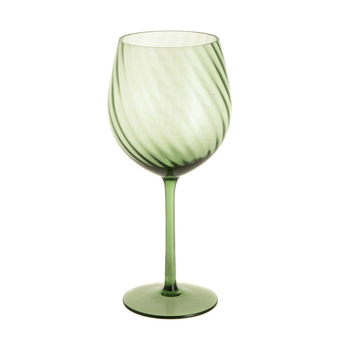 WINE GLASS Ribbed Swirl Forest 535ml