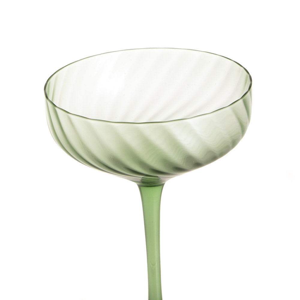 Coupe Glass Ribbed Swirl Forest